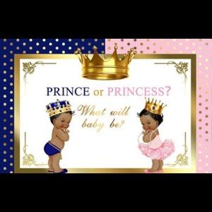 Royal gender reveal party backdrop pink and blue